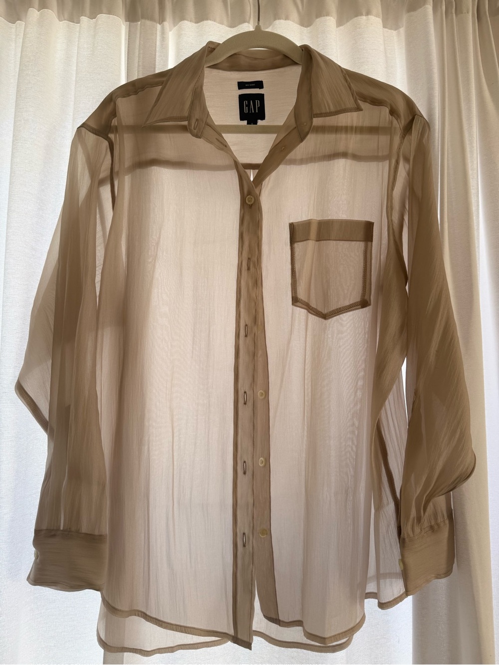 GAP Sheer Organza Blouse — Beige